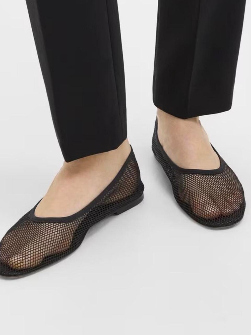 Theory Black Mesh Women's Flats